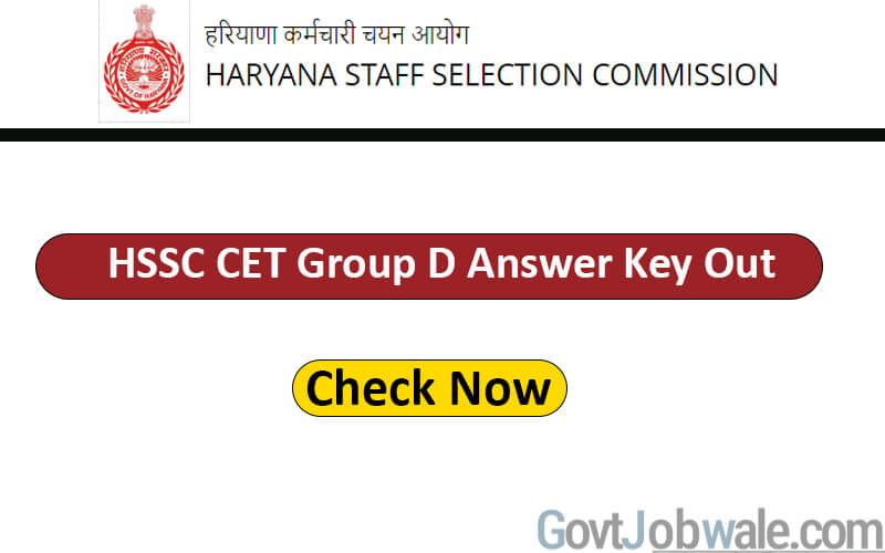 HSSC CET Group D Exam 2023 Answer Key Out